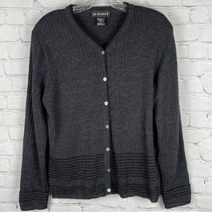 ST KITTI vintage grey wool metallic long sleeve cardigan sweater